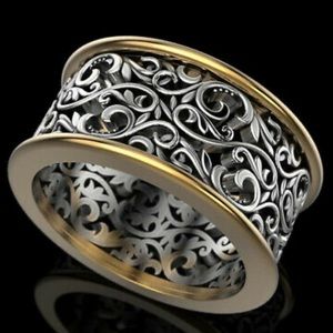 New Sterling silver and 18k gold plated Unique Band Ring